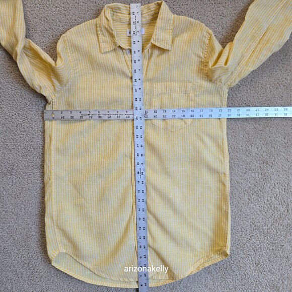 GAP Linen Yellow Pinstripe Button Down XS - Picture 2 of 9